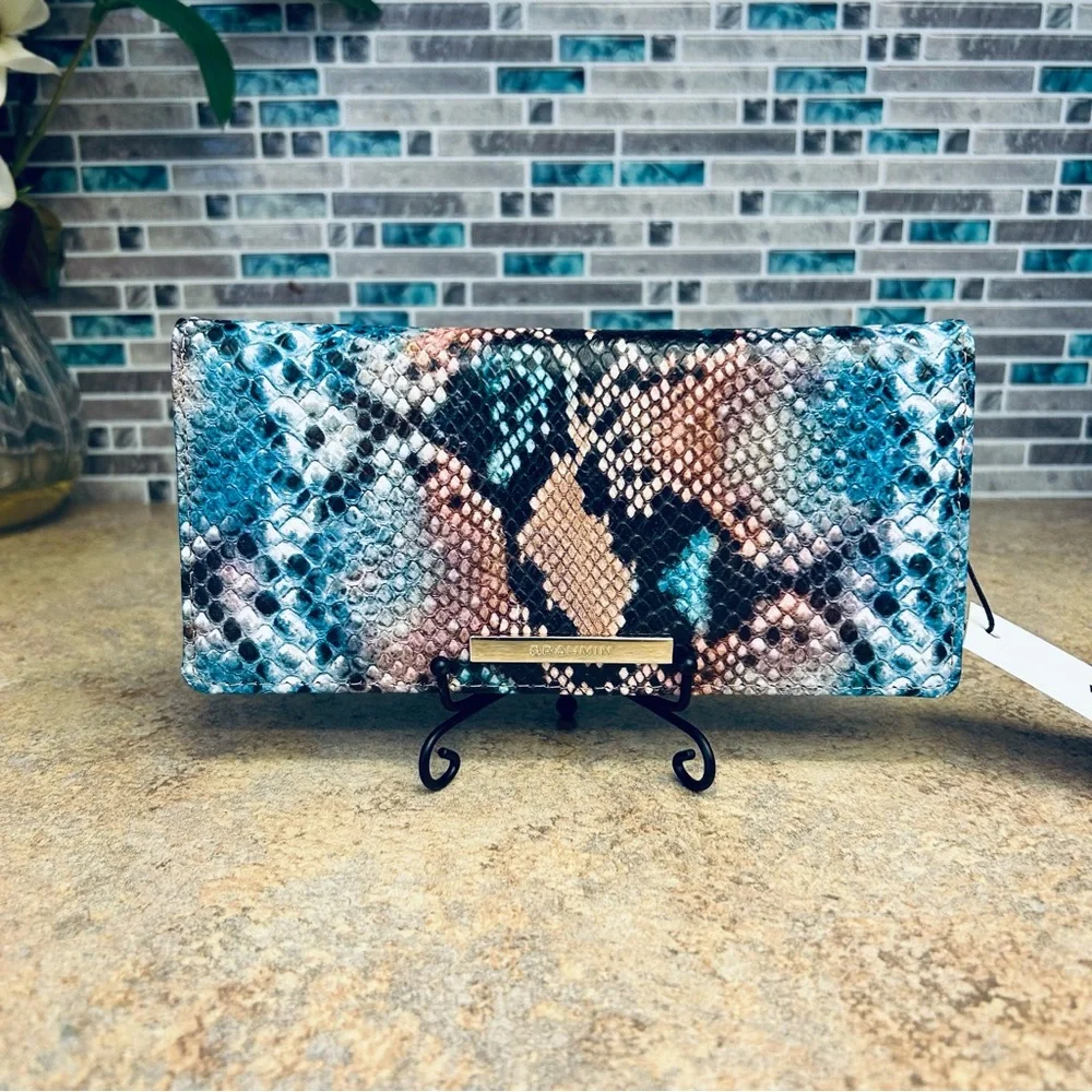 Brahmin Multicolor Snakeskin-Print Satchel with Matching Wallet